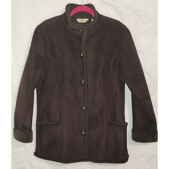 LL Bean Faux Suede Sherpa Jacket - Picture 1 of 8